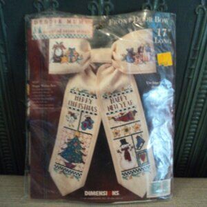 cross stitch kit Debbie Mum bow tie~ "Happy Wishes"